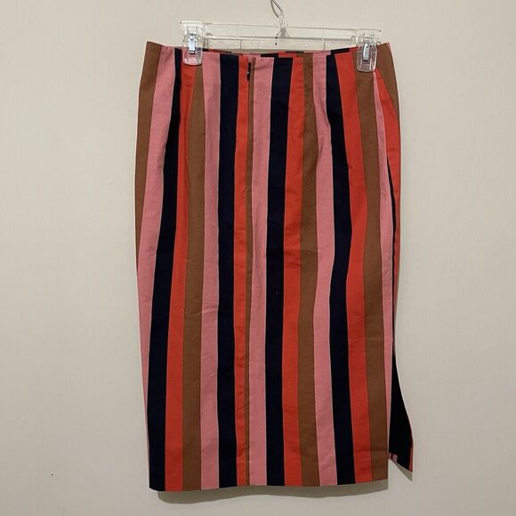 Ann Taylor Vertical Stripe Side Slit Pencil Skirt Midi Lined Business Work 4 - Picture 2 of 6